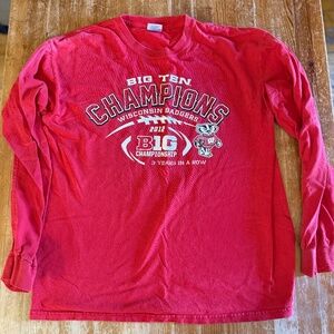 Wisconsin Badgers 2012 Big Ten Champions Long Sleeve Shirt Men’s Large Red NCAA